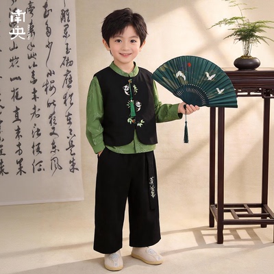 日常可穿汉服男童新中式套装春秋