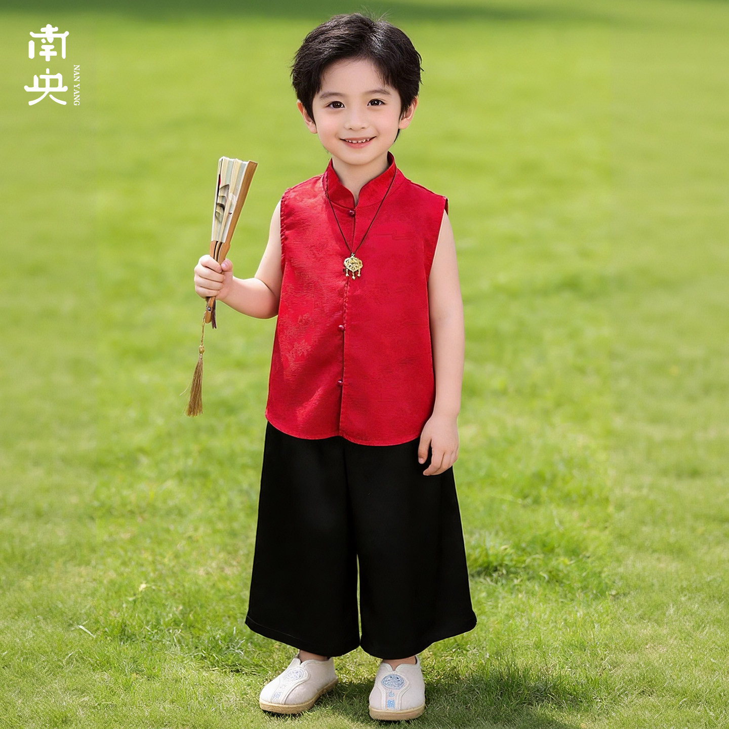 新中式男童汉服背心套装夏季薄款图片