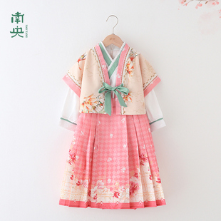 儿童马面裙女童汉服春秋季中国风唐装小女孩改良古装明制交领套装