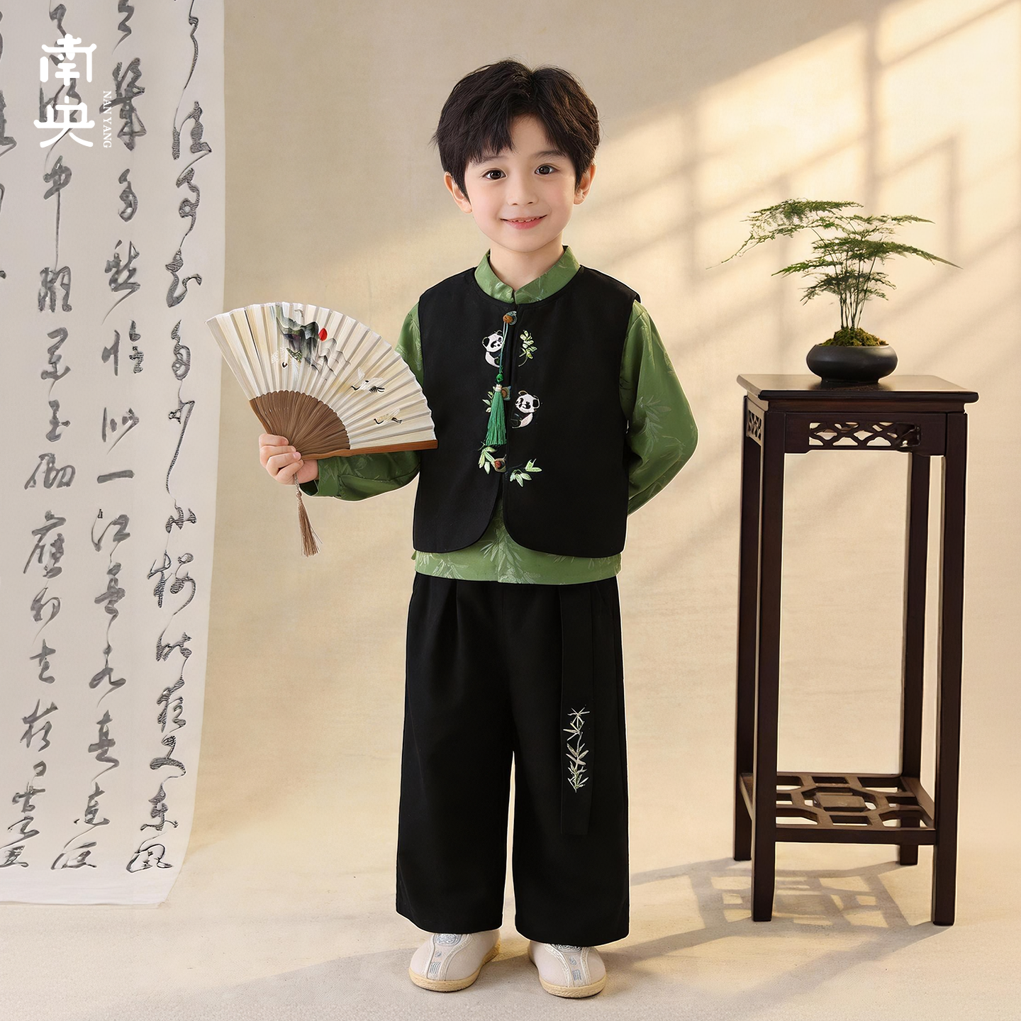 南央新中式男童汉服春秋季新款儿童唐装马甲三件套国风男孩演出服,童装/婴儿装/亲子装,唐装,淘宝优惠券,粉丝福利购,淘宝优惠卷