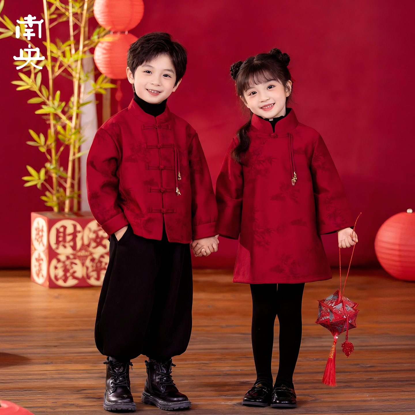 新中式女童汉服男童拜年服红色加绒套装元宵节儿童唐装喜庆过年服,童装/婴儿装/亲子装,唐装,淘宝优惠券,粉丝福利购,淘宝优惠卷