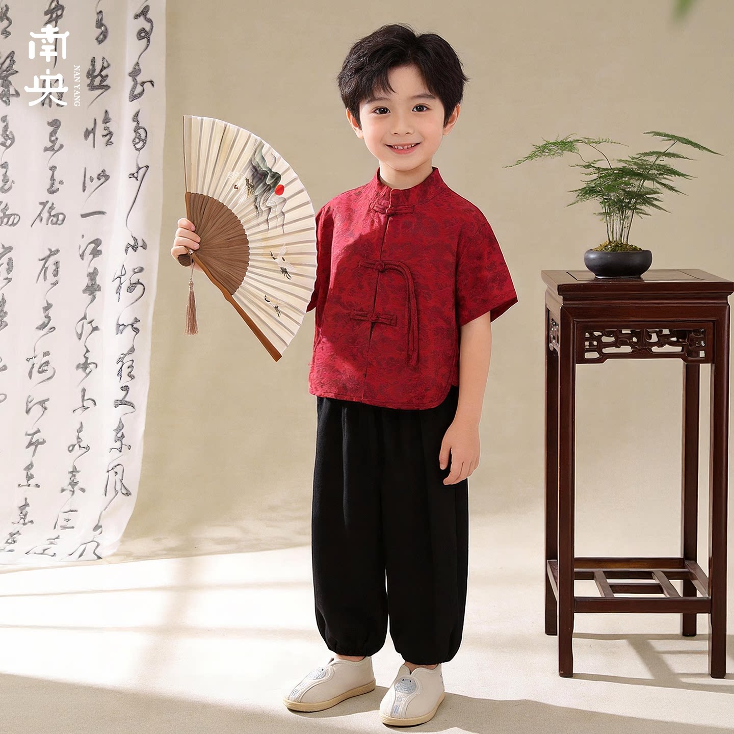 汉服男童短袖套装夏季薄款儿童图片