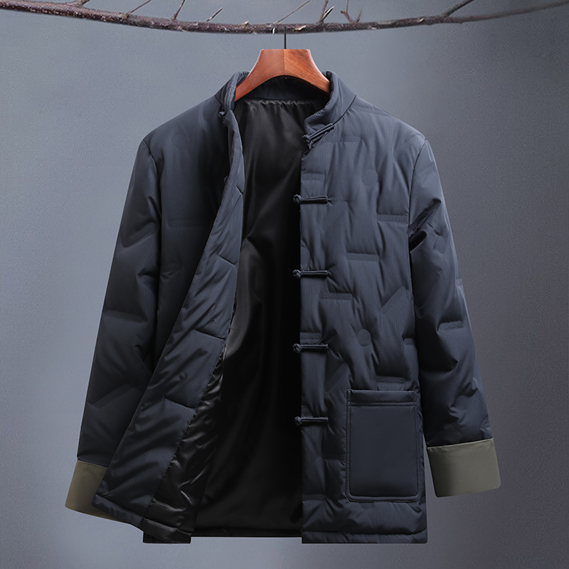 中老年人中式国风羽绒服唐装男爸爸加厚保暖冬装外套爷爷复古套装