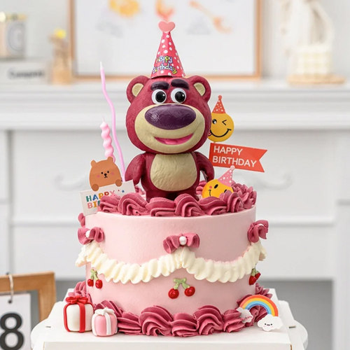 草莓熊蛋糕摆件一周岁生日蛋糕
