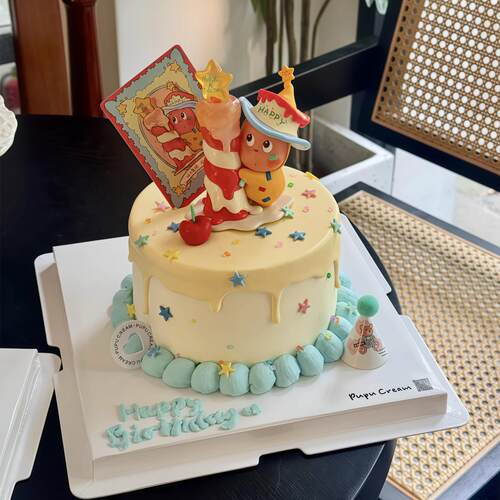 网红可爱苹果蜡烛星星人蛋糕装饰摆件小孩儿童生日派对甜品台插件