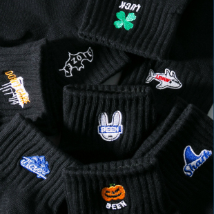 女吸汗防臭潮流ins男生 男款 黑色袜子男士 中短筒袜纯棉春夏秋季