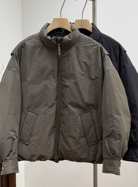 冬季新款90白鸭绒加厚户外立领短款羽绒服男女廓形保暖防寒面包服