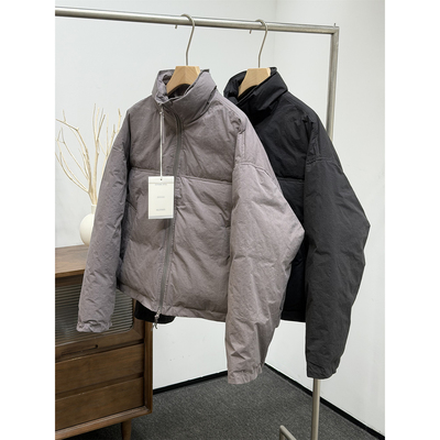 韩系通勤90白鸭绒加厚保暖羽绒服男冬季宽松立领纯色面包服外套