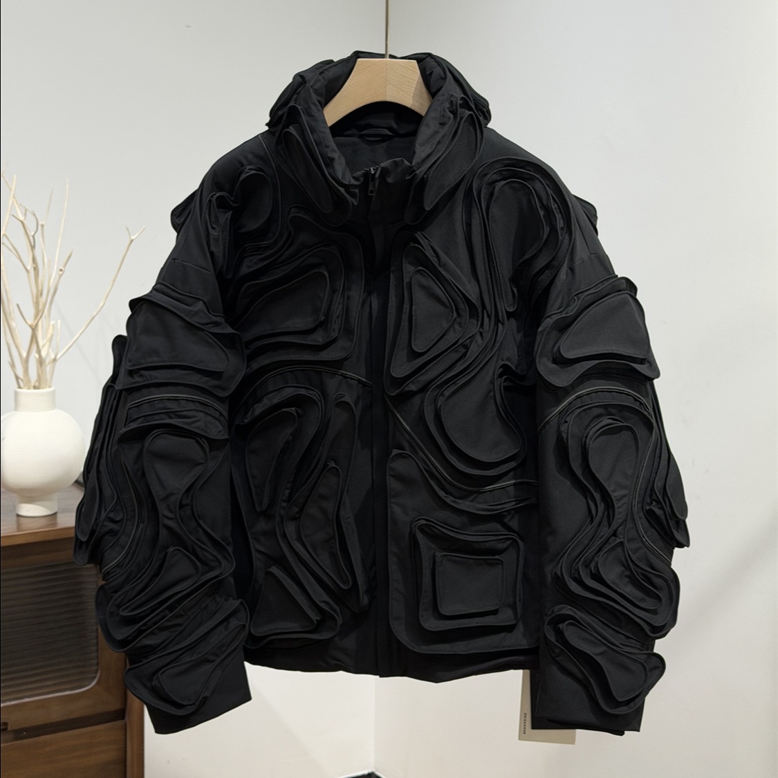 潮牌美式高端立体纹路立领设计90鹅绒服宽松休闲轻奢个性羽绒外套