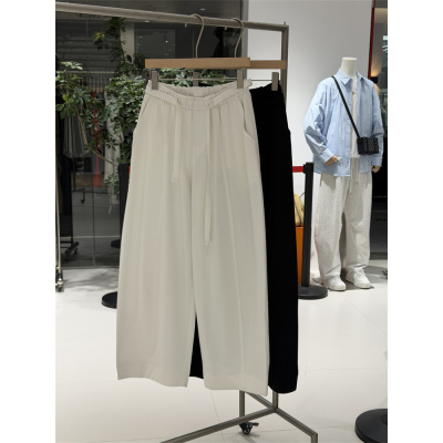 白色薄款宽松西裤男女韩系洗水棉阔腿直筒裤法式松弛感显瘦休闲裤