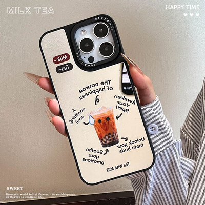 适用苹果17promax相框镜子奶茶的意义手机壳iPhone16防摔保护套15