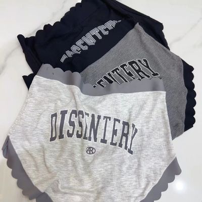 女士罗纹棉内裤新款包臀纯棉抗菌纯欲字母少女运动简约个性三角裤