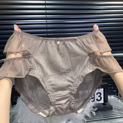 精致丽人款性感纯欲风夏季蕾丝薄款透气包臀舒适中高腰三角裤胖mm
