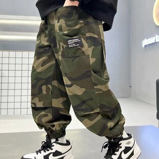 男童早春裤子迷彩裤2026新款今年流行爆款春季中大童工装裤休闲裤