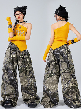 女童服装jazz舞蹈练功时髦酷炫少儿街舞演出服适合跳爵士舞的裤子
