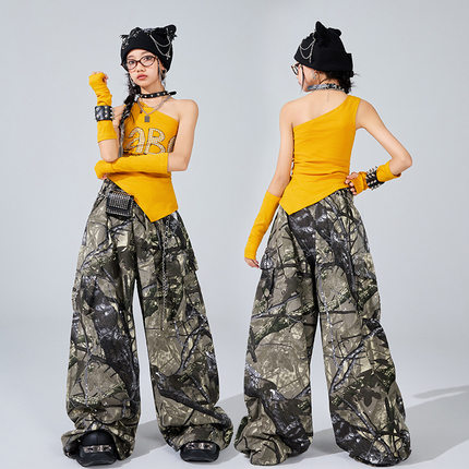女童服装jazz舞蹈练功时髦酷炫少儿街舞演出服适合跳爵士舞的裤子