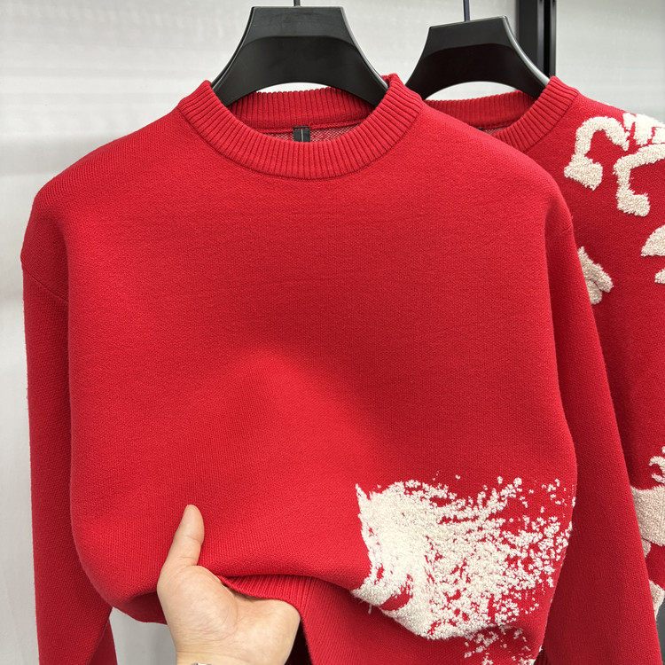 圆领提花冬季青春活力风套头针织衫/毛衣