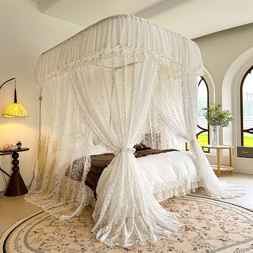 法式蕾丝床幔U型轨道蚊帐豪华