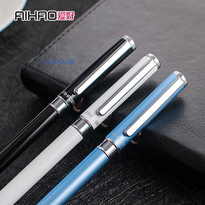 爱好8721金属杆中性笔/0 5子弹头/速干进口墨水水性笔/碳素