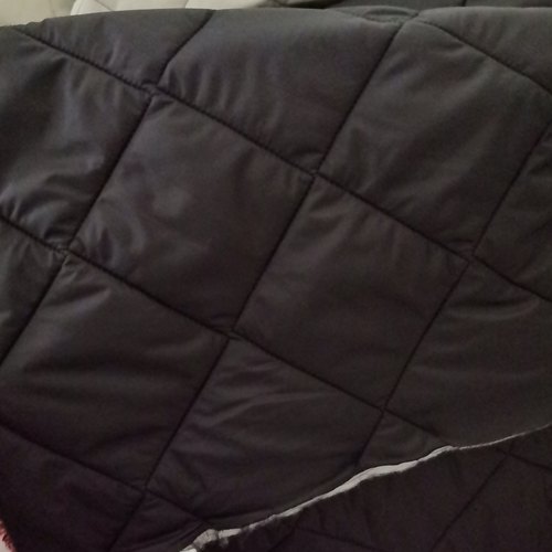 三合一双面绗棉黑色大方格夹棉布料棉袄马甲棉裤裙子布料