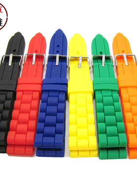 20mm 22mm硅胶手表带波浪纹三珠带代用日内瓦Geneva表带橡胶柔软