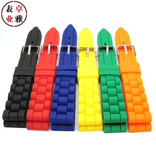 20mm 22mm硅胶手表带波浪纹三珠带代用日内瓦Geneva表带橡胶柔软