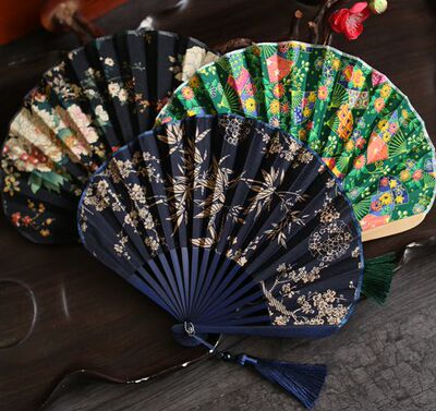 和风贝壳扇布葵扇和服汉服扇女扇