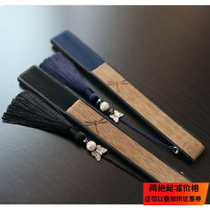 限量精品男女扇日式折扇竹柄扇真丝夏季礼品扇纯色 扇骨蜻蜓飞翔