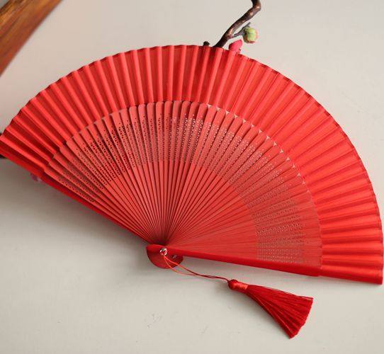 中国红折扇7寸女扇结婚用扇
