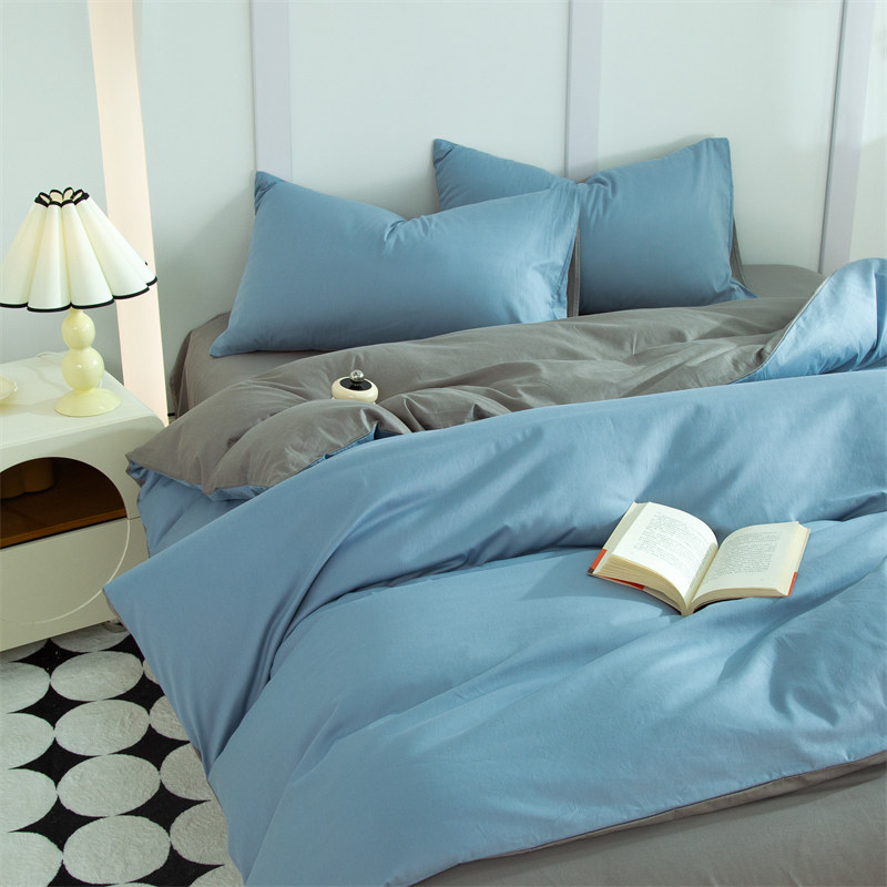 轻奢全棉四件套纯色100%纯棉家用单双人床单床笠款学生宿舍三件套