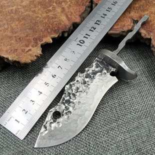 手工锻打大马士革钢刀胚直刀胚开V刀片刀条刀具diy半成品小刀胚