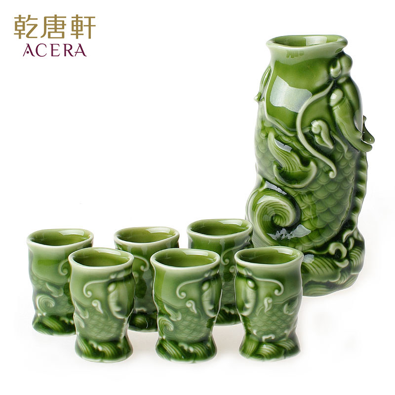 台湾乾唐轩活瓷鳌鱼酒具1壶6杯整套酒器礼盒家用送朋友正品