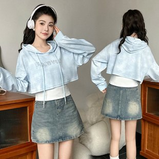 小个子短款卫衣女两件套2025春秋季新款韩版休闲连短装卫衣+吊带
