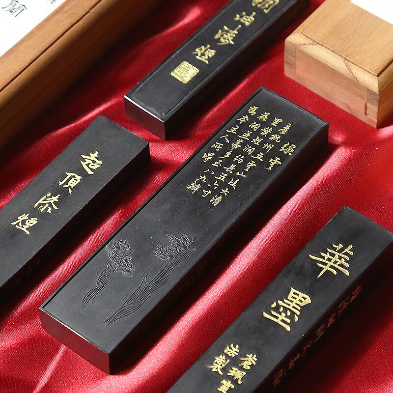 赋比兴 国家非遗传人 汪爱军制 上等纯桐油烟老墨条墨块 收藏10年