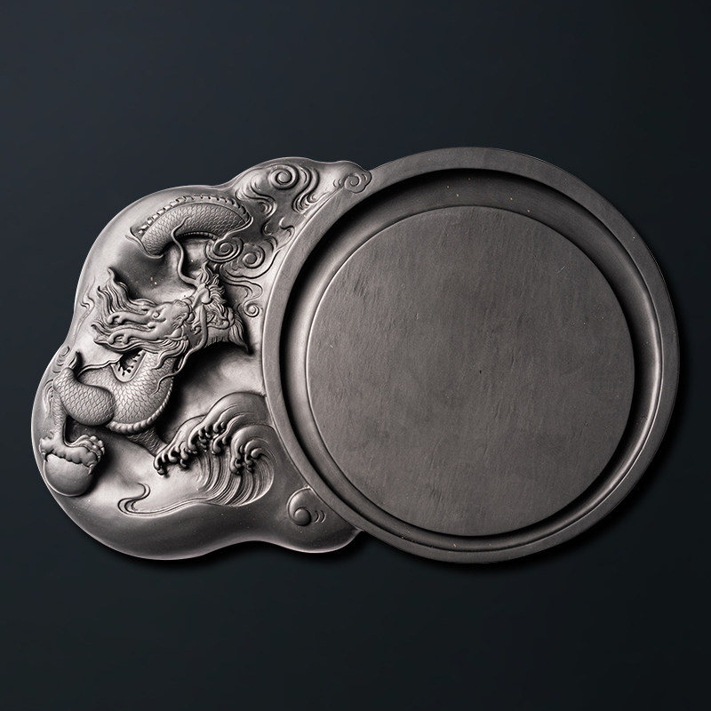 【超级孤品】国家非遗传人 方学斌作品 收藏级砚台《神龙探海》眉子坑 眉纹歙砚台 高档精品砚台文房四宝