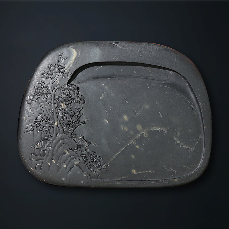【孤品 一物一拍】国家非遗 张子坚作品《清幽雅致》老坑金星金晕砚台  天然原石书法专用砚 文房四宝 YT3169