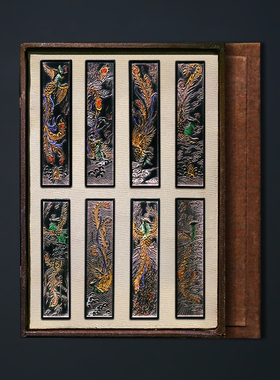 国家非遗 1979年制 清代乾隆年老墨版《有凤来仪》收藏徽墨老墨块套装 曹素功松烟墨条 高档文房四宝徽墨礼盒