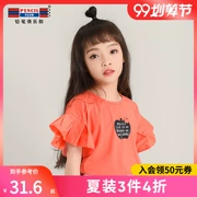 Pencil Club Kids 2019 Summer Girls Áo thun tay ngắn Big Boy Vòng cổ áo thun trẻ em Áo phông thông thường - Áo thun