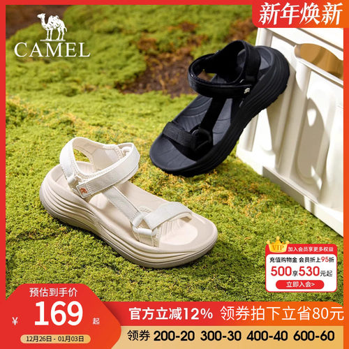 骆驼女鞋2025夏季新款增高沙滩鞋复古休闲运动户外休闲鞋凉鞋女