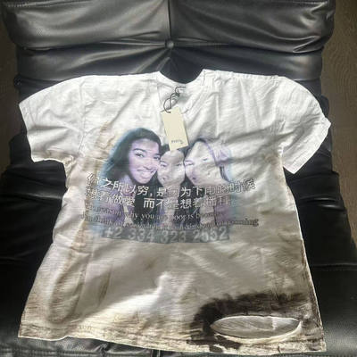 praying人像亚文化标语印花短袖