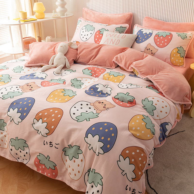 加绒纯棉保暖被套单件ab面全棉双人牛奶珊瑚毛绒厚被罩1.8m四件套|msdalam kategori seperai dan bantal, Quilt - dari Buy2taobao.com untuk memberikan perkhidmatan ejen Taobao profesional membeli