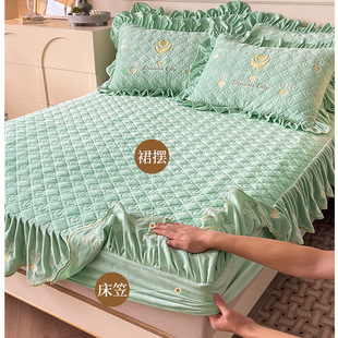 A类加厚婴儿绒床笠3单件带裙摆床罩防滑全包席梦思防尘保护套新款