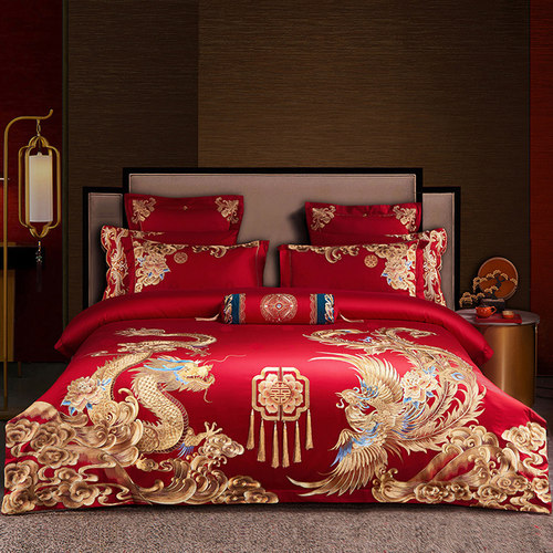 140支婚庆四件套贡缎提花全棉