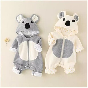 婴幼儿春秋季 连体衣服男女宝宝纯棉内里超萌外出服抱衣新生儿哈衣