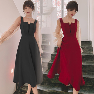 敬酒服新娘平时可穿春秋酒红色订婚连衣裙结婚红色回门答谢宴礼服