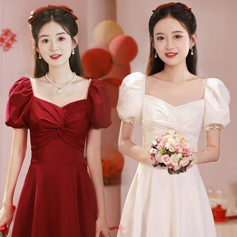 敬酒服新娘2026新款夏季小个子结婚礼服订婚回门平时可穿连衣裙女