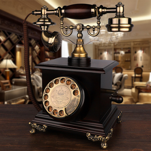 复古家用座机欧式 橡木老式 仿古电话机美式 中式 旋转办公固定电话