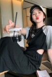 现货买有家秀2025新款夏季休闲露腰连衣裙2C098-8867P125K178，女装连衣裙，2C098
