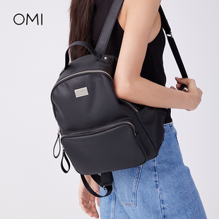 【7月新品】欧米omi双肩包PU大容量书包时尚休闲原创百搭电脑背包