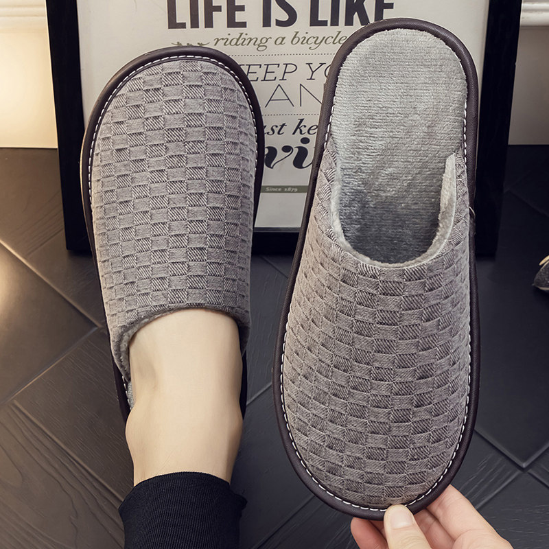 秋冬季居家情侣防滑保暖棉拖鞋